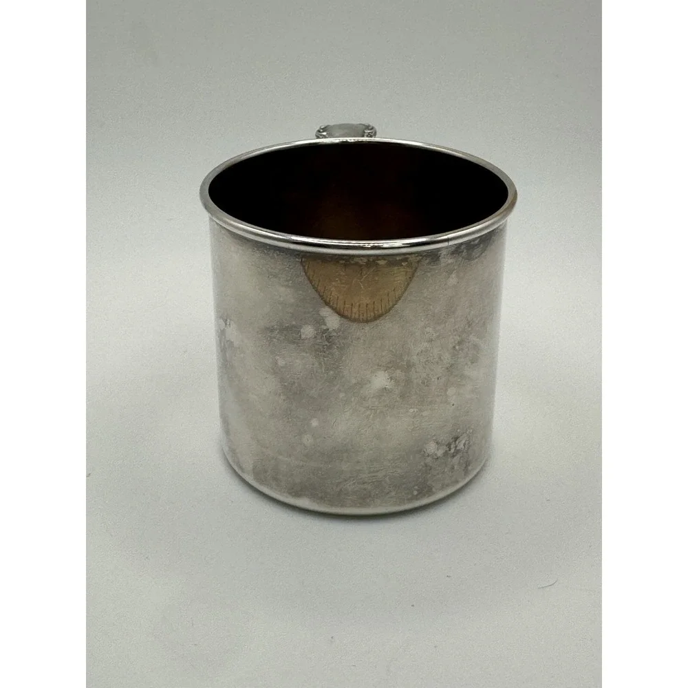 Antique Rogers 1881 Silverplate Child Cup Mug Ornate Handle Baby Cup Vintage
